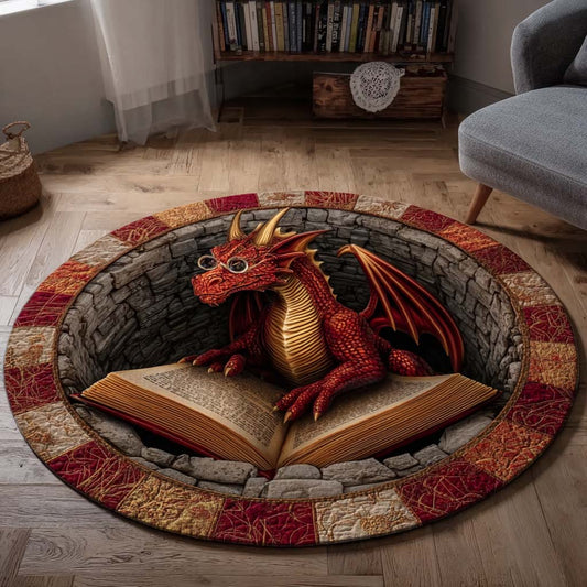 Ancient Dragon Scholar Quilted Round Mat NCU0HH1856