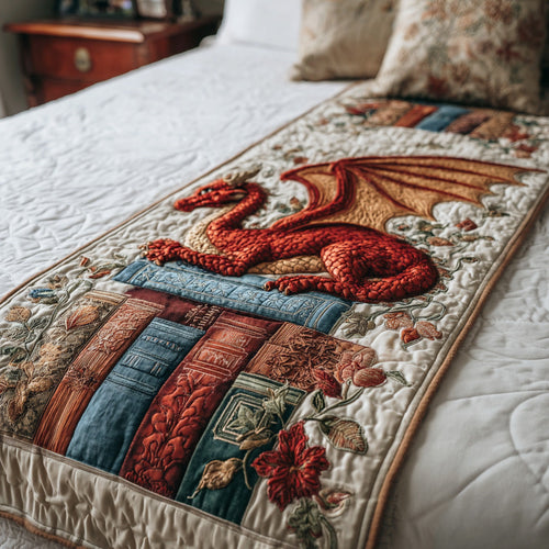 Ancient Dragon Tome Quilted Bed Runner NCU0TD1582