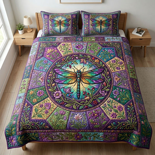 Ancient Dragonfly 3-Piece Quilted Bedding Set NCU0TD2619