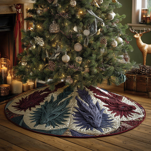 Ancient Ember Dragon Christmas Quilted Tree Skirt NCU0TH3653