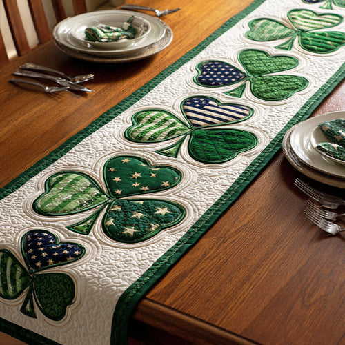 Ancient Green Quilted Table Runner NCU0TD2226