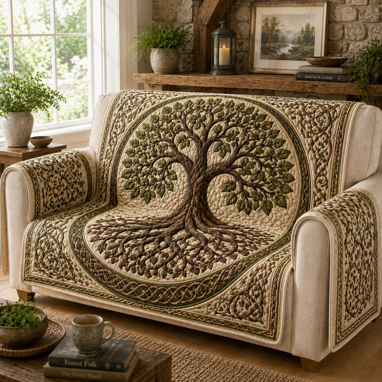 Ancient Oak Whisper Quilted Sofa Cover NCU0VL3854
