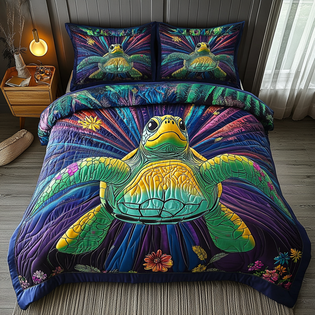Ancient Swimmer 3-Piece Quilted Bedding Set NCU0DV3468