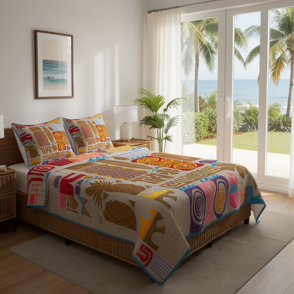 Ancient Totem 3-Piece Quilted Bedding Set NCU0PT11700