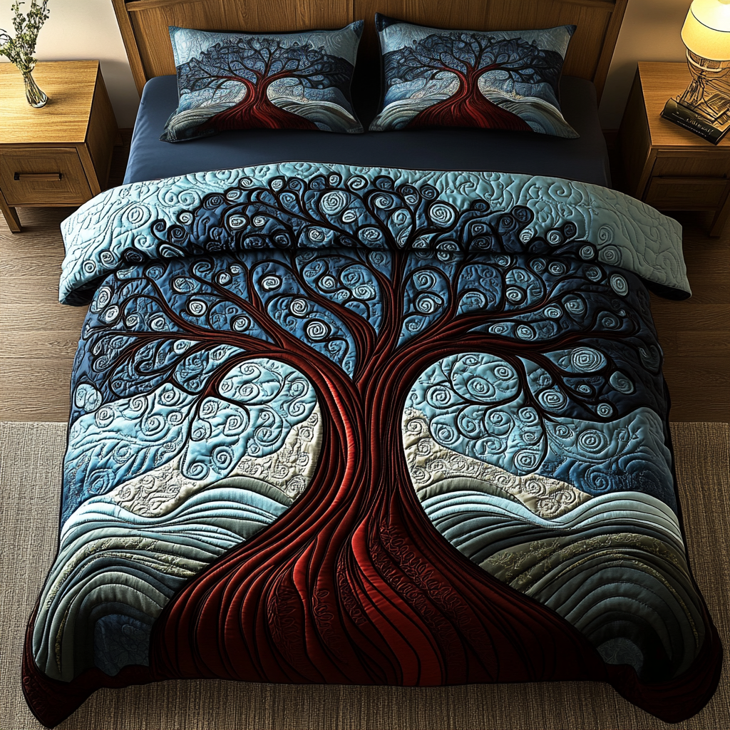 Ancient Tree 3-Piece Quilted Bedding Set NCU0DK7716