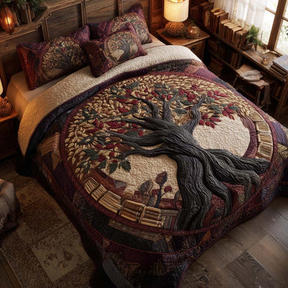 Ancient Tree Library 3-Piece Quilted Bedding Set NCU0XD1897