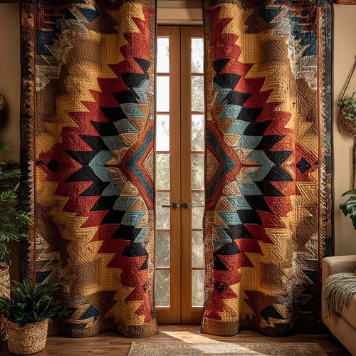 Ancient Tribal Sandstone Quilted Curtains NCU0XD1874