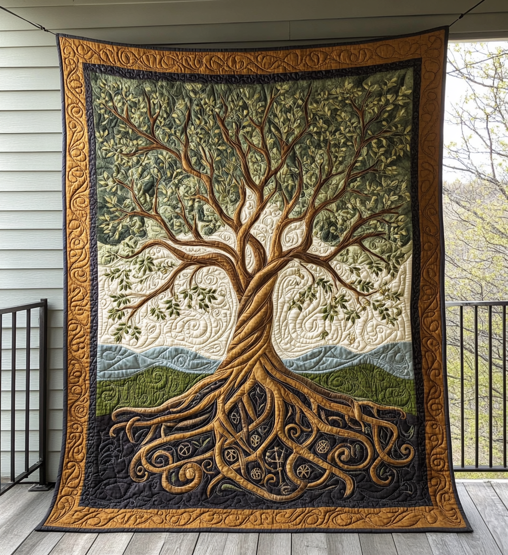 Ancients Tree Quilted Blanket NCU0DV921