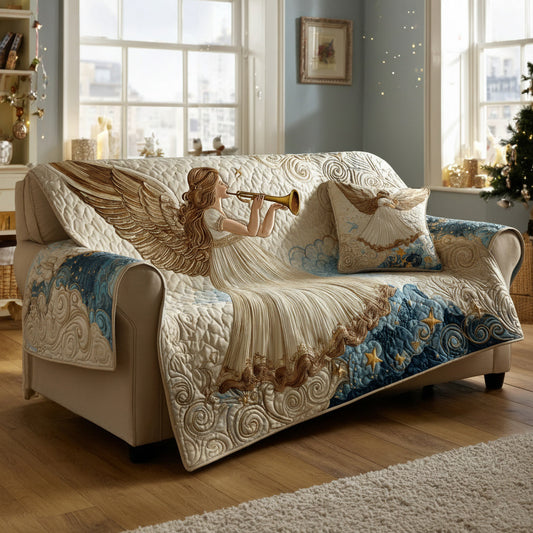 Angel Midnight Snow Quilted Sofa Cover NCU0HH1034
