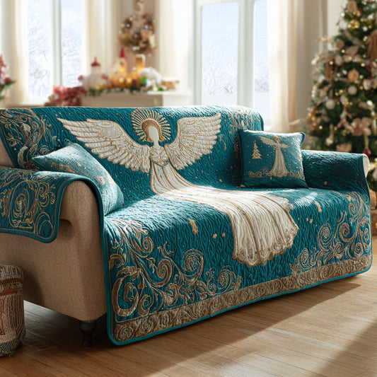 Angel Teal Radiance Quilted Sofa Cover NCU0HH1036