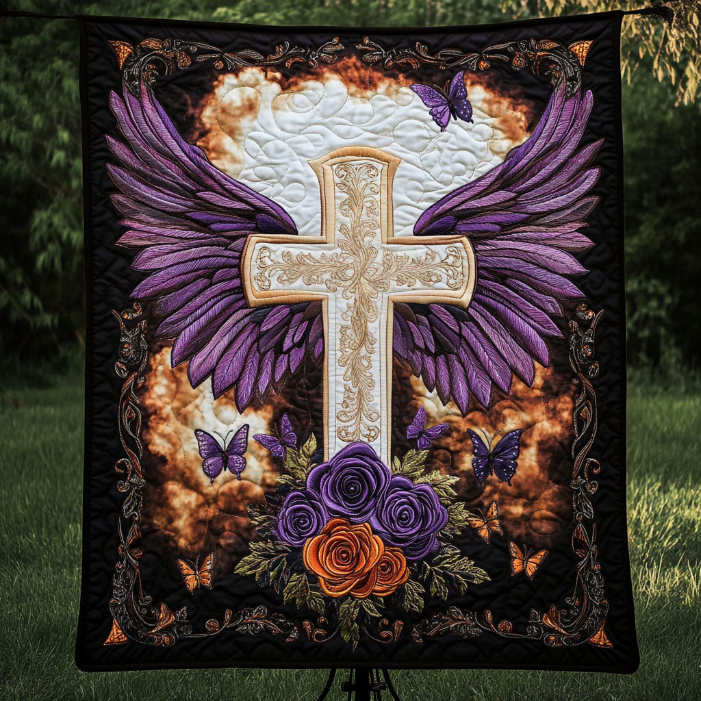 Angel Wings Cross Quilted Blanket NCU0NT3871