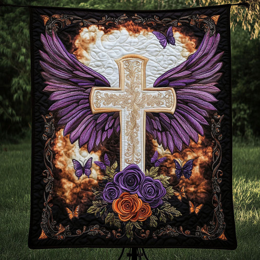 Angel Wings Cross Quilted Blanket NCU0NT3871