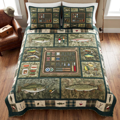 Angler Workshop 3-Piece Quilted Bedding Set NCU0TV1921