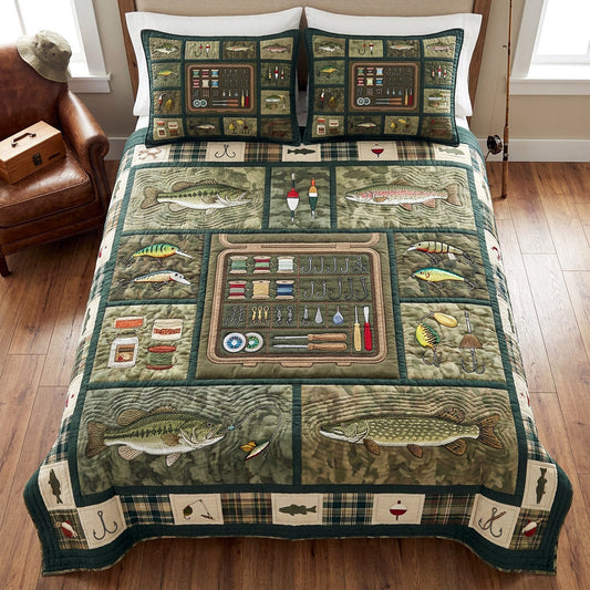 Angler Workshop 3-Piece Quilted Bedding Set NCU0TV1921