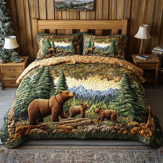 Animal Path 3-Piece Quilted Bedding Set NCU0VL2451