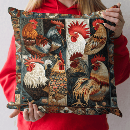 Antique Rooster Quilted Pillow Case NCU0TH1241