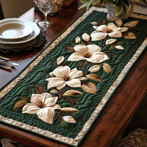 Antique Magnolia Delight Quilted Table Runner NCU0PT3848