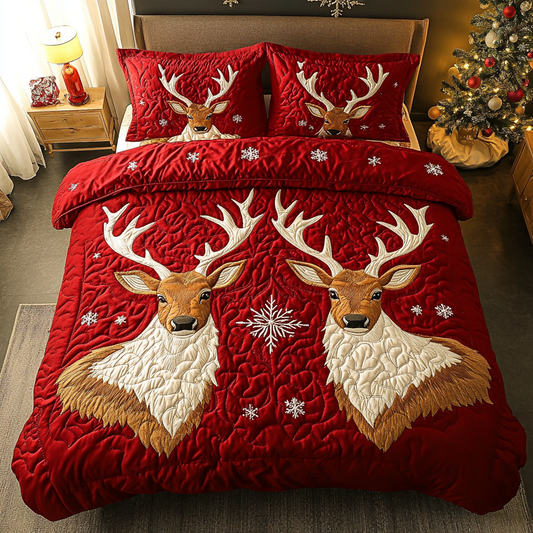 Antler Charm 3-Piece Quilted Bedding Set NCU0DK2683