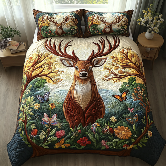 Antler Elegance 3-Piece Quilted Bedding Set NCU0DV3152