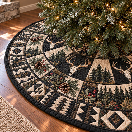Antler Geometric Night Christmas Quilted Tree Skirt NCU0PT12320