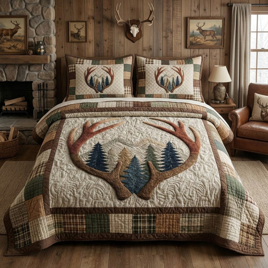 Antler Horizon 3-Piece Quilted Bedding Set NCU0VL3417