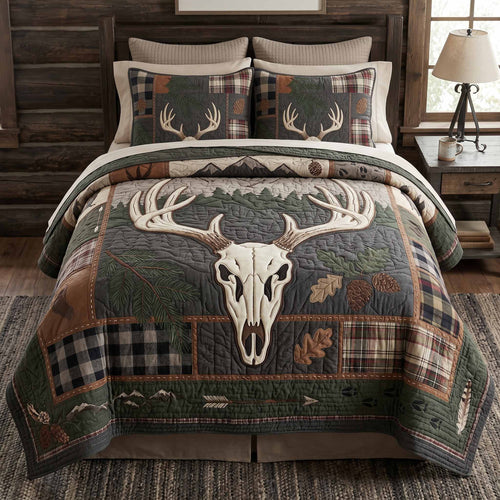 Antler Lodge 3-Piece Quilted Bedding Set NCU0XD2834