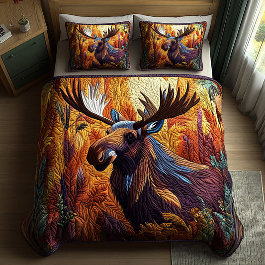 Antler Path 3-Piece Quilted Bedding Set NCU0DV7084