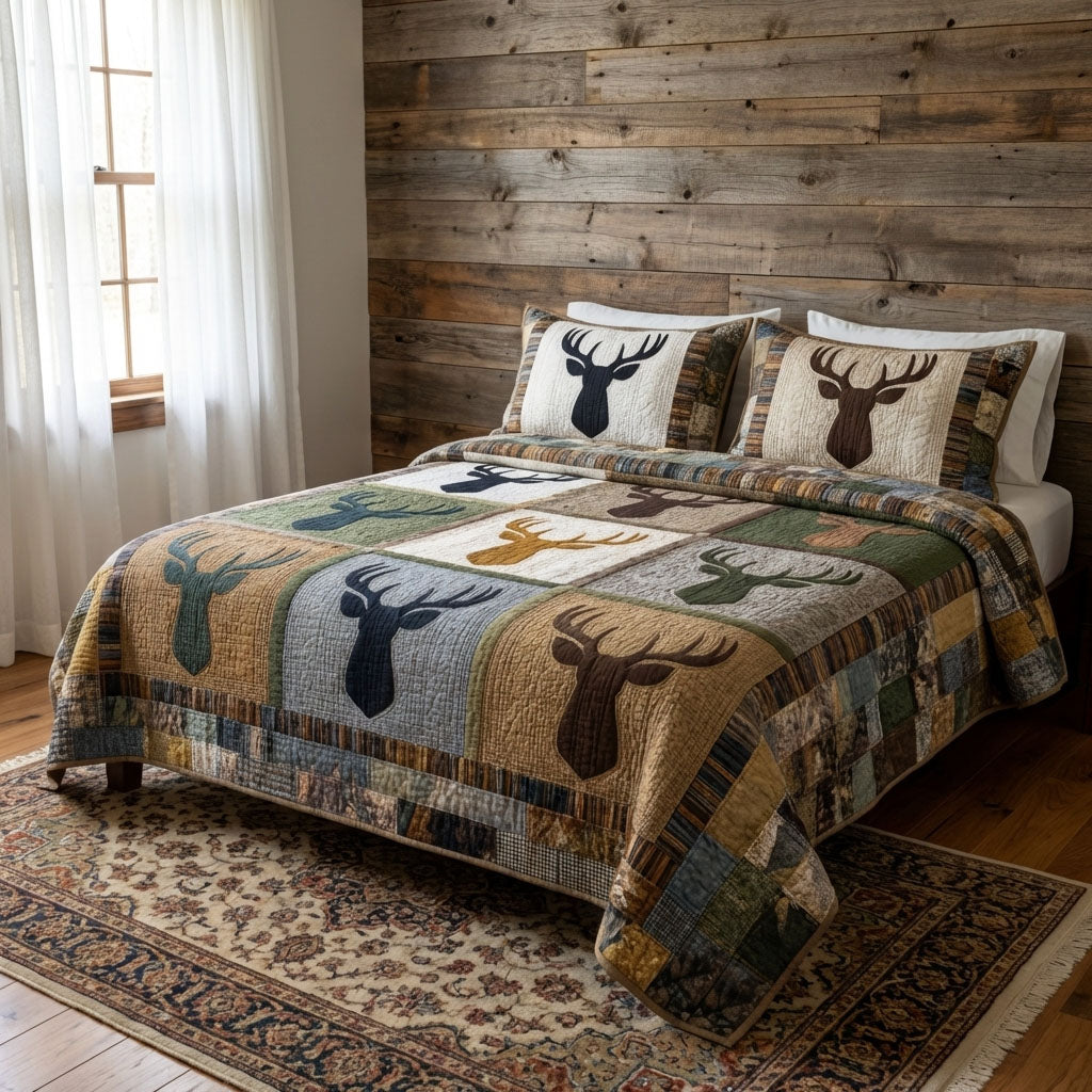 Antler Woods 3-Piece Quilted Bedding Set NCU0DK12268