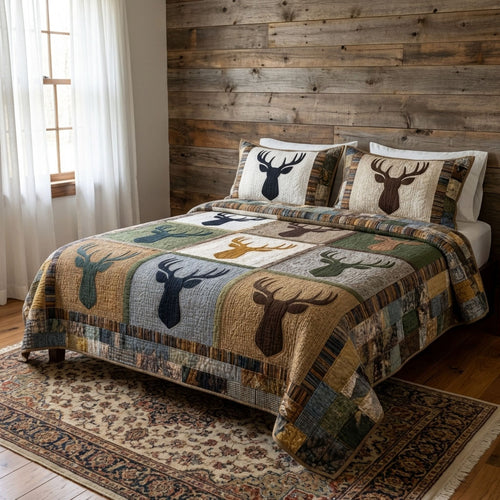 Antler Woods 3-Piece Quilted Bedding Set NCU0DK12268