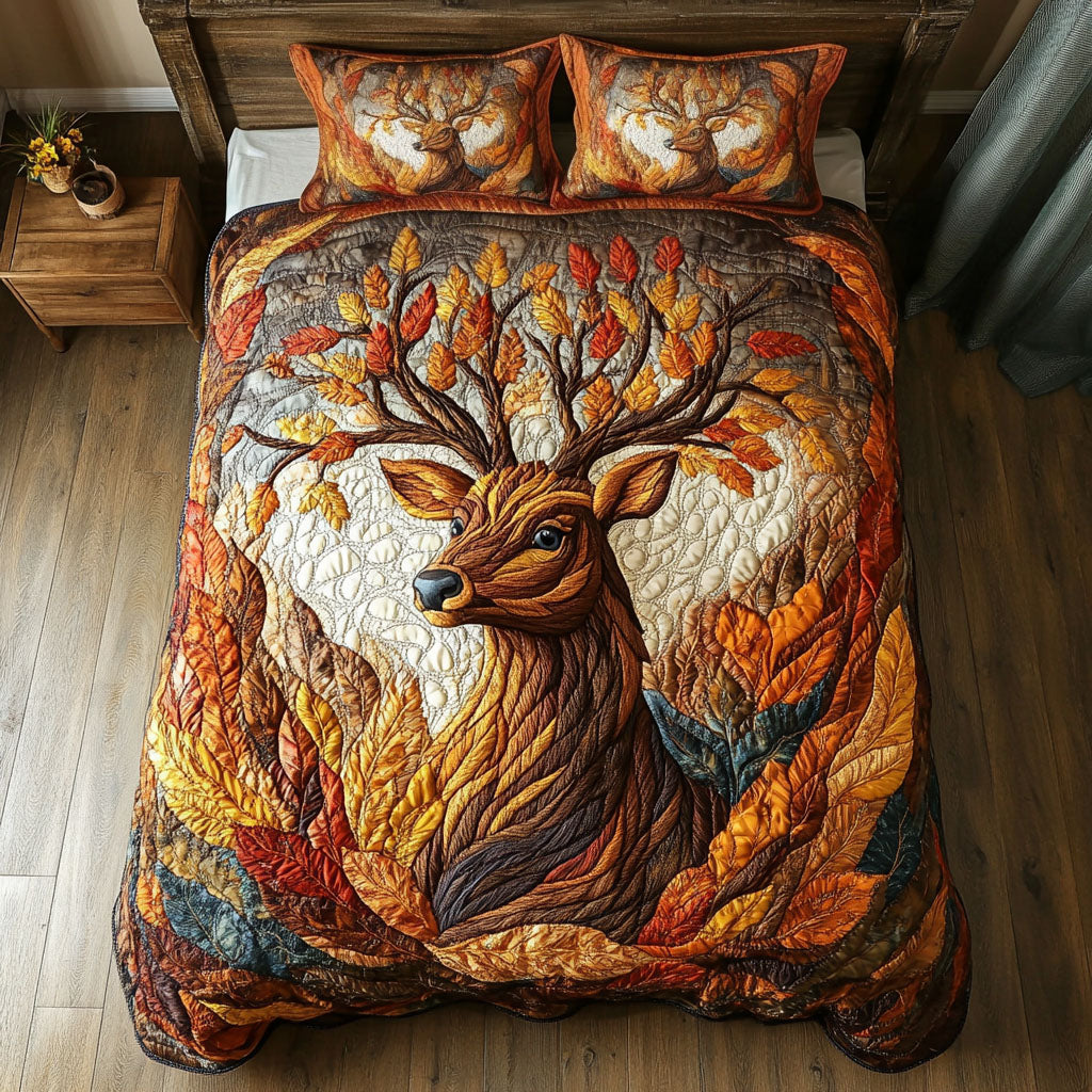 Antlered Blossoms 3-Piece Quilted Bedding Set NCU0PT3739 – Vantique