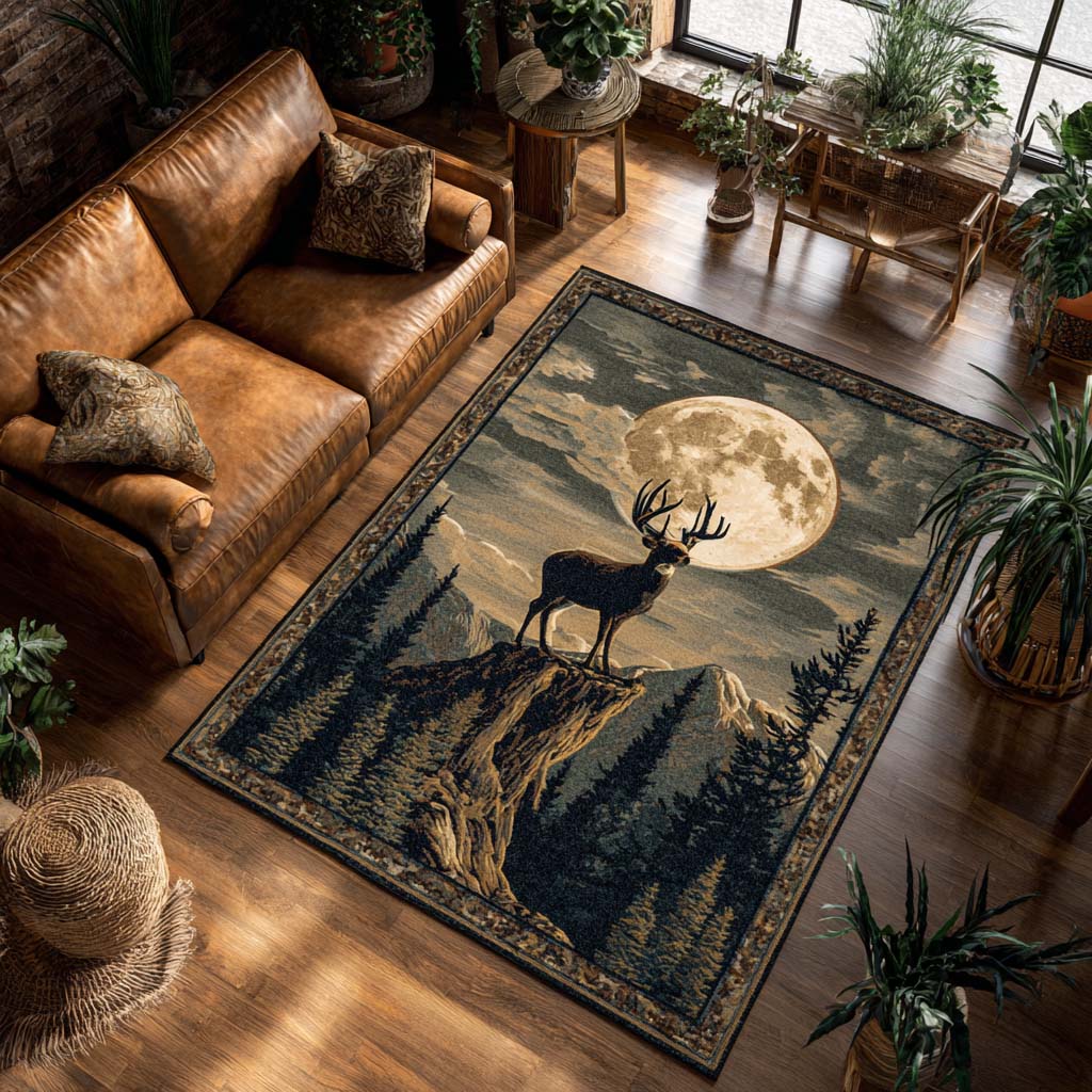 Antlers in the Moonlight Area Rug NCU0PT9417 – Vantique