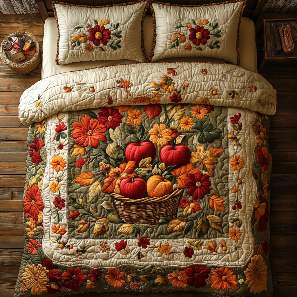 Apple Meadow 3-Piece Quilted Bedding Set NCU0DK9456