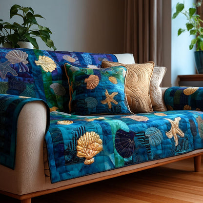 Aqua Calm Quilted Sofa Cover NCU0NT11780