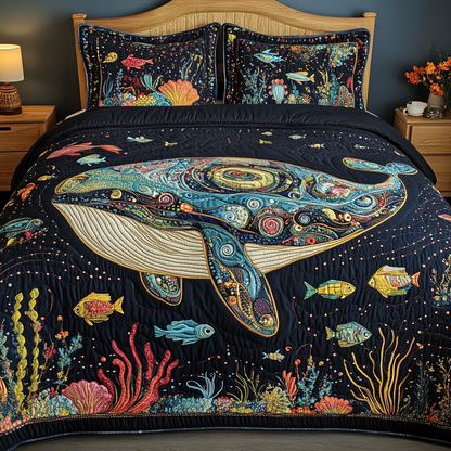Aqua Drift 3-Piece Quilted Bedding Set NCU0VH5906