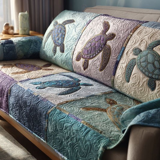 Aqua Drift Quilted Sofa Cover NCU0TV728