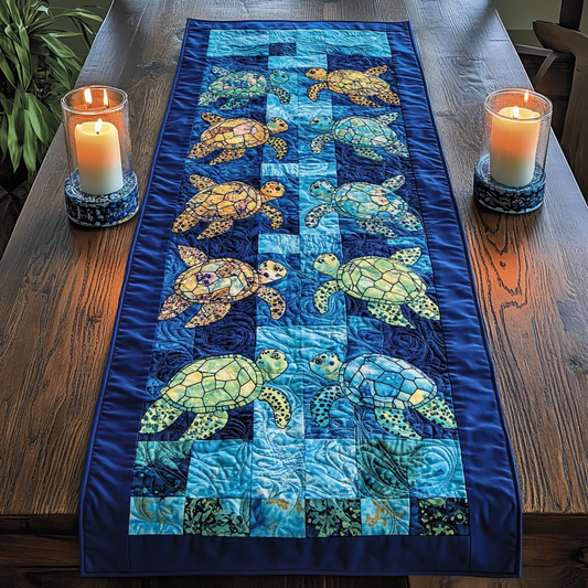 Aqua Drift Quilted Table Runner NCU0VH3208
