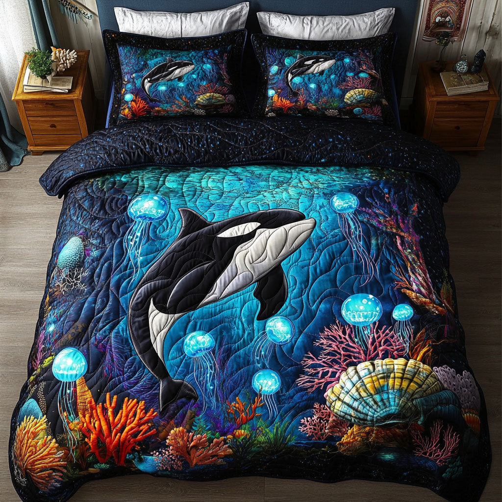 Aqua Ghosts 3-Piece Quilted Bedding Set NCU0NT6980