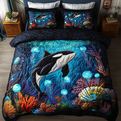 Aqua Ghosts 3-Piece Quilted Bedding Set NCU0NT6980