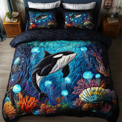 Aqua Ghosts 3-Piece Quilted Bedding Set NCU0NT6980