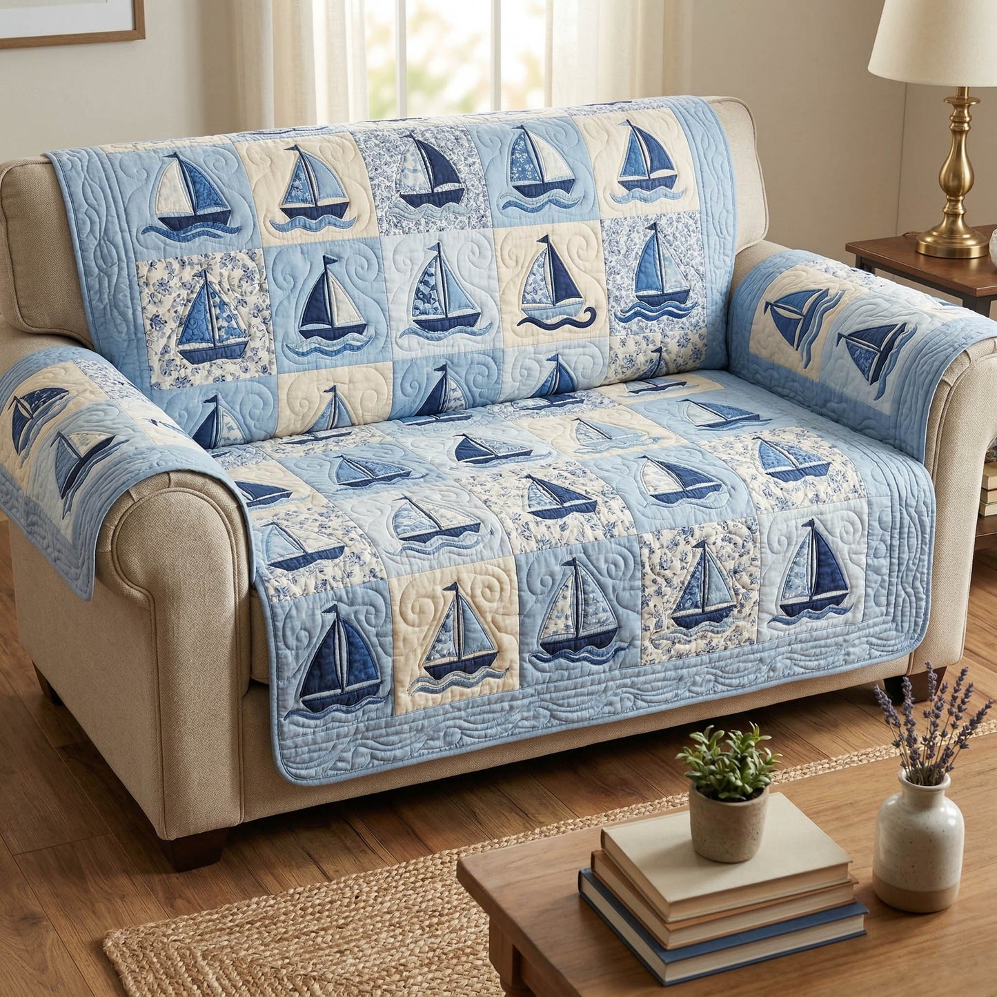 Aqua Harbor Quilted Sofa Cover NCU0TD2680