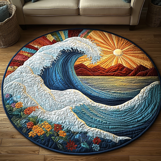 Aqua Horizon Quilted Round Mat NCU0DV5742