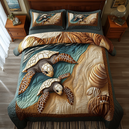 Aqua Nomad 3-Piece Quilted Bedding Set NCU0DK5176