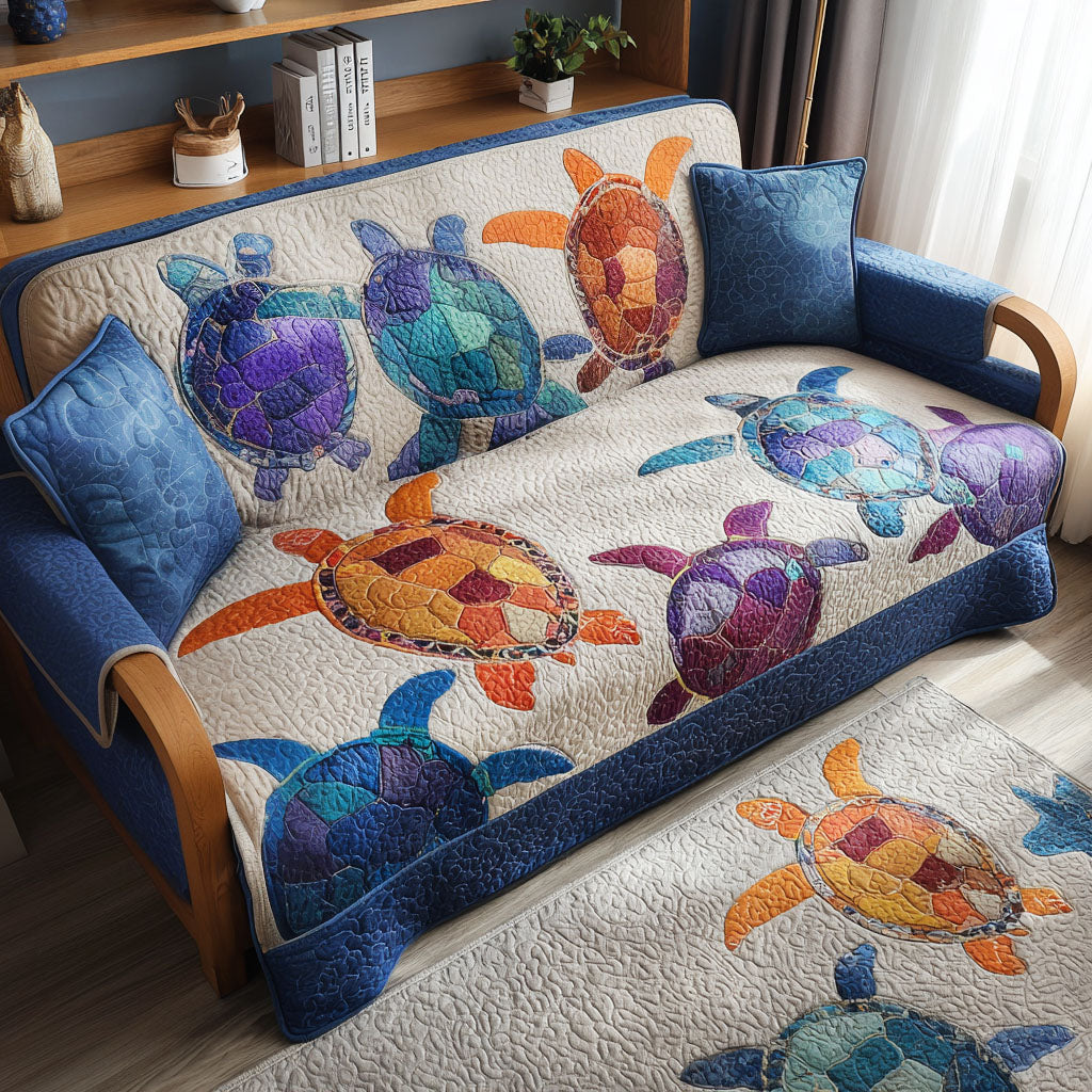 Aqua Radiance Quilted Sofa Cover NCU0PT9701