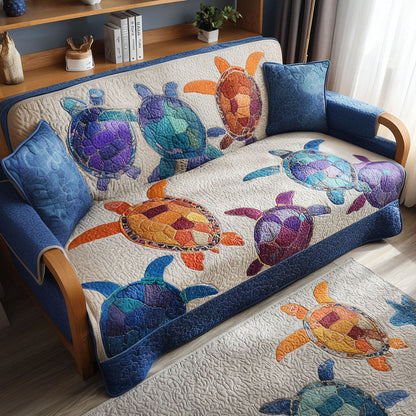 Aqua Radiance Quilted Sofa Cover NCU0PT9701