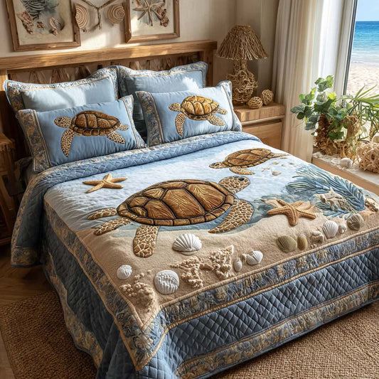 Aqua Serenity 3-Piece Quilted Bedding Set NCU0NT11703