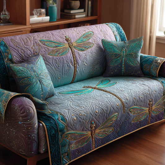 Aqua Serenity Quilted Sofa Cover NCU0TV779