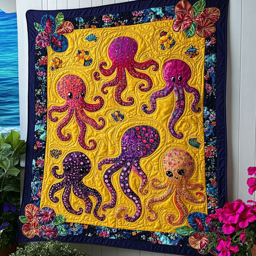Aqua Tentacles Quilted Blanket NCU0NT6995