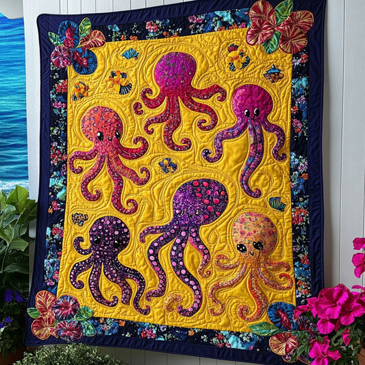 Aqua Tentacles Quilted Blanket NCU0NT6995