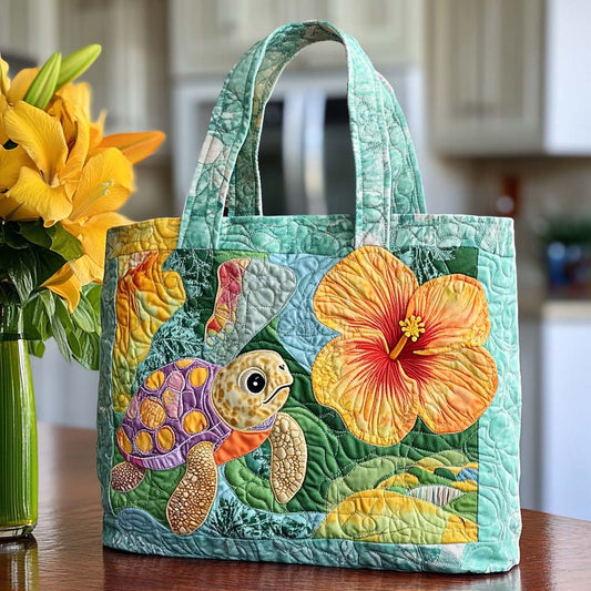 Aqua Turtle Tales Quilted Tote Bag NCU0NT8668