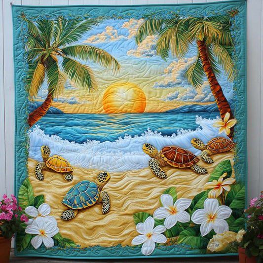 Aqua Turtle Trail Quilted Blanket NCU0NT7199